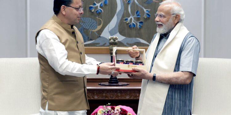 पुष्कर सिंह धामी ने नई दिल्ली में प्रधानमंत्री श्री नरेन्द्र मोदी से की शिष्टाचार भेंट